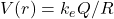 V(r)=k_eQ/R