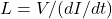 L=V/(dI/dt)