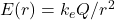 E(r)=k_e Q/r^2