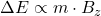 \Delta E \propto m\cdot B_z